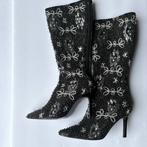 Colin Stuart Embellished Beaded Heeled Boots